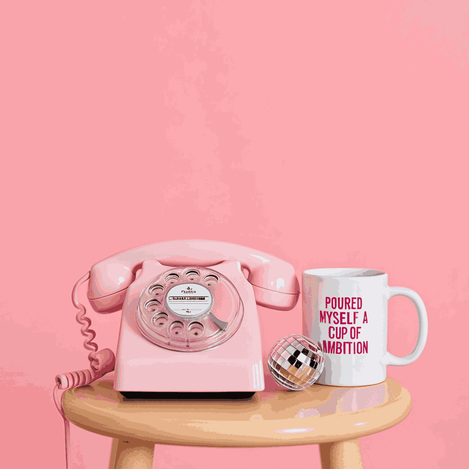 telephone with pink color background
